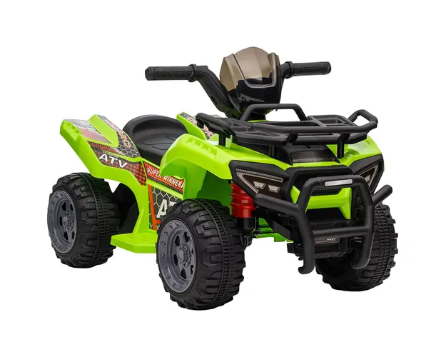 Quad Electric pentru Copii HOMCOM Baterie Reincarcabila 6V, 6V Faruri Functionale si Pedale, Varsta 18-36 Luni, 66x44x42cm, Verde | Aosom Romania