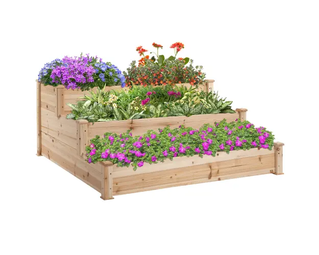 Rafturi Outsunny pentru plante de Gradina cu 3 nivele din lemn | Aosom Romania