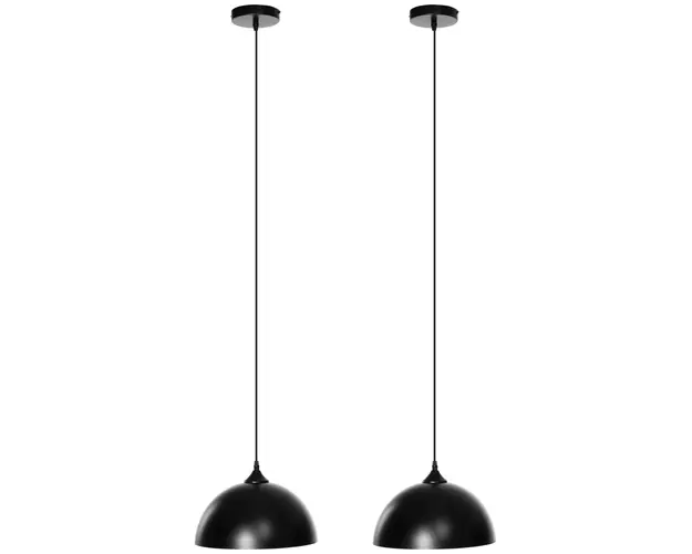 HOMCOM Lustra Suspendata Stil Industrial, Inaltime Reglabila, Design Modern, Ø30x126 cm, Negru | Aosom Romania