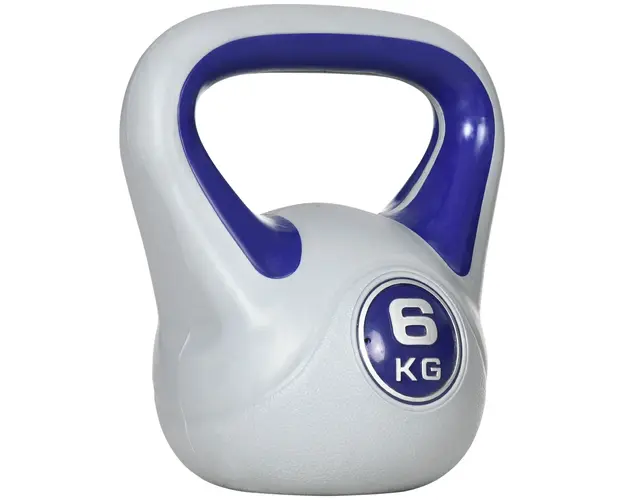 SPORTNOW Kettlebell 6kg pentru Exercitii, Protectie Moale, Baza Plata, PU si Nisip, 20x13x22 cm, Violet | Aosom Romania
