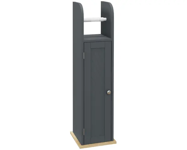 Kleankin Unitate Depozitare Baie Ingusta Suport Hartie 20x20x80cm Gri | Aosom Romania