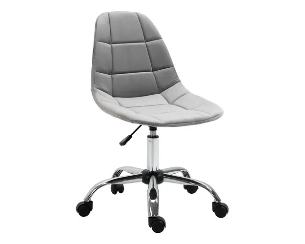 Vinsetto Scaun Ergonomic Rotativ cu Baza cu 5 Roti, Inaltime Ajustabila, Comfortabil, Gri, Dimensiuni 59x59x81-91cm | Aosom Romania