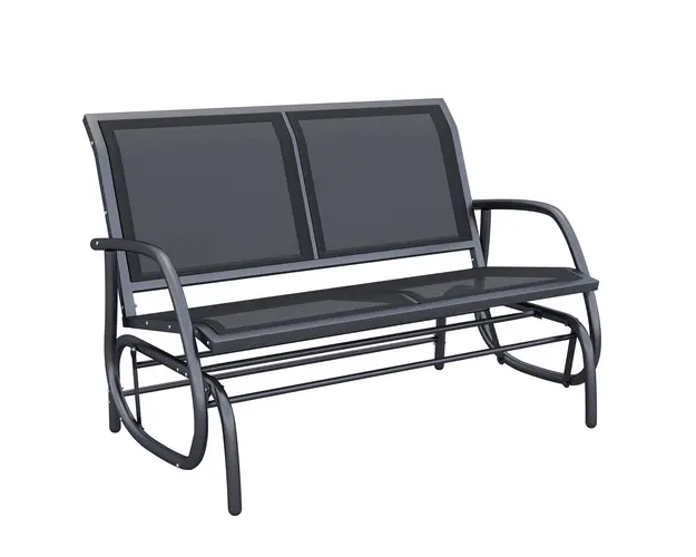 Outsunny Banca tip Leagan 2Locuri in Metal, Negru, 123x70x87cm | Aosom Romania