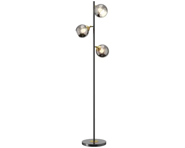 HOMCOM Lampa de Podea cu 3 Abajururi, Lampa pentru Camera de Zi cu Abajur Glob din Sticla(Becul nu este inclus), Φ36x162 cm, Gri | Aosom Romania