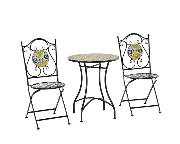 Outsunny Set Masa si Scaune de Gradina din Metal cu Majolica Colorata | Aosom Romania