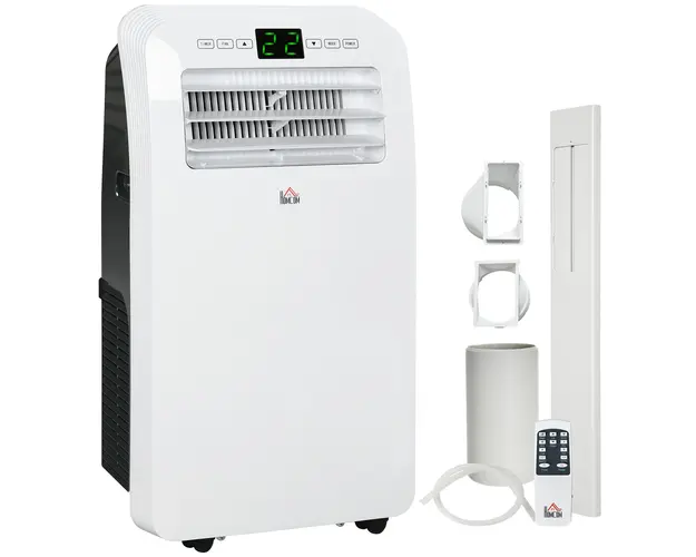 HOMCOM Aparat de Aer Conditionat Portabil cu Temporizator, 3 Moduri si 3 Viteze, Aer Conditionat din Plastic, 44.3x34x81.5 cm, Alb | Aosom Romania