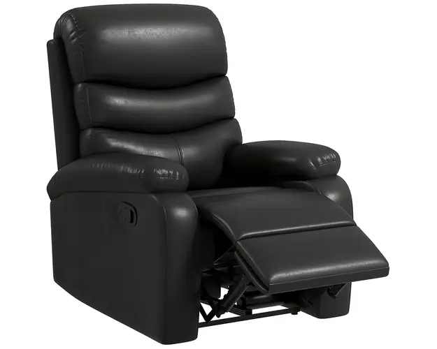 HOMCOM Fotoliu Rabatabil cu Suport pentru Picioare, Fotoliu Ergonomic din Piele Artificiala cu Capitonaj 81x90x105n cm, Negru | Aosom Romania