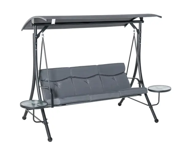 Outsunny Balansoar cu 3 scaune de gradina sau balcon cu acoperis si 2 mese de cafea | Aosom Romania