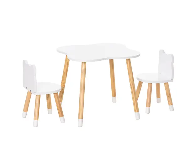 HOMCOM Set de Masa si Scaun din Lemn pentru Copii, Masa de Activitati pentru Copii cu Varsta de 3+ ani, 56x56x50 cm, Gri | Aosom Romania