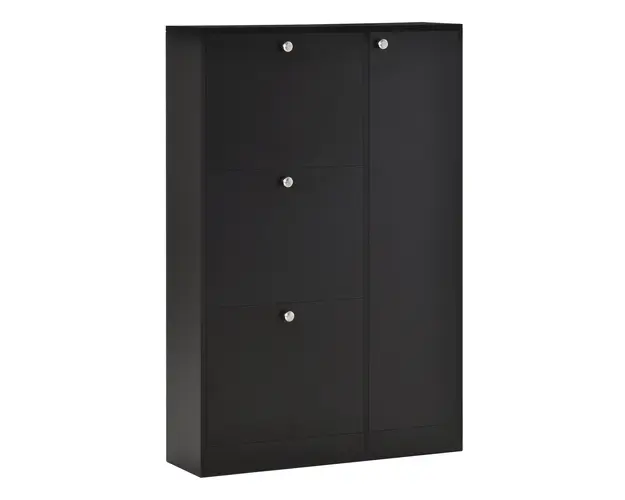 HOMCOM mobilier pentru hol cu usa pentru pantofi modern din lemn negru 80x24x120cm | Aosom Romania