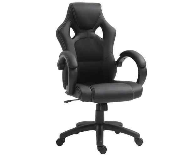 Scaun pentru birou HOMCOM in stil Gaming, Negru | Aosom Romania