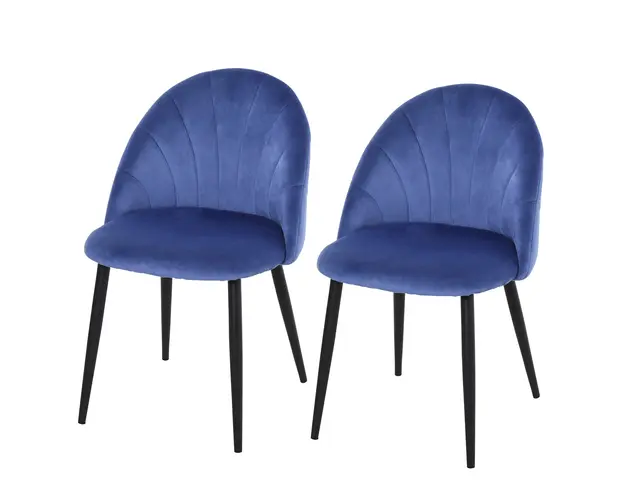 Set de 2 scaune cu tesatura catifelata HOMCOM, scaune pentru living, sufragerie, scaune de catifea, scaune albastre | Aosom Romania