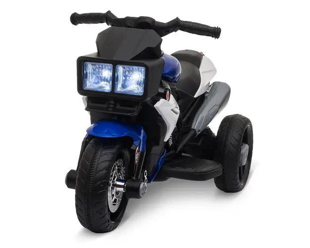 HOMCOM Motocicleta Electrica Copii 3-6 Ani, 3 Roti, Baterie 6V, din PP si Metal, Albastru Inchis si Negru, 86x42x52cm | Aosom Romania