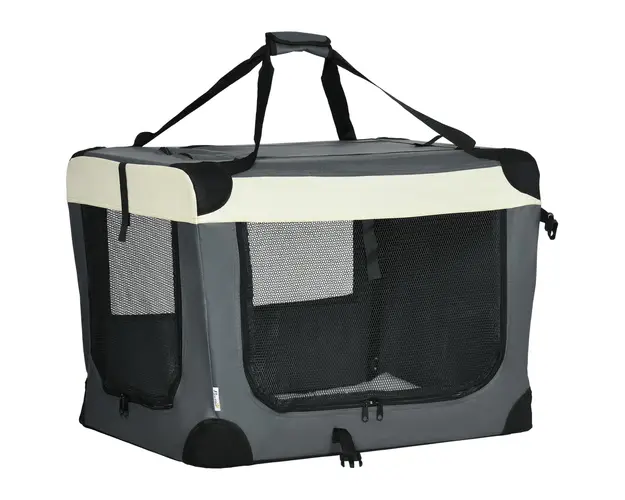 PawHut Transportor Pliabil pentru Animalute, Spatiu Compact, 70cm, Gri | Aosom Romania