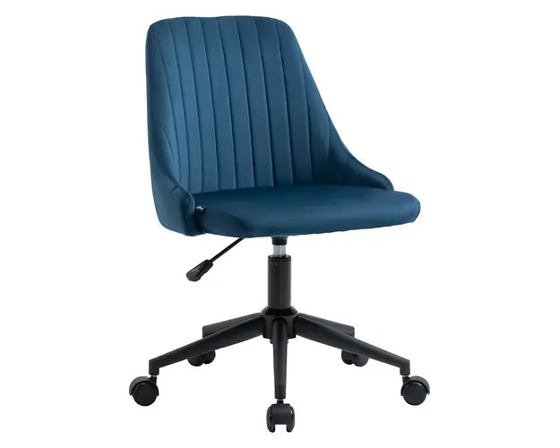Vinsetto Scaun Birou Ergonomic, Pivotant 360, Inaltime Ajustabila, Catifea Albastra, 50x58x77-85cm | Aosom Romania