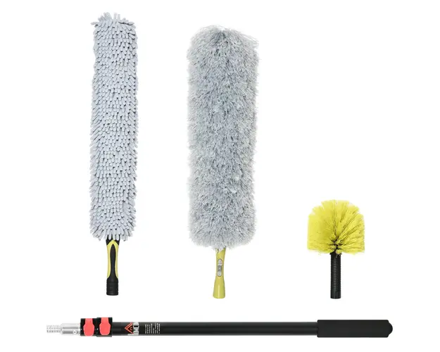 HOMCOM Kit de Curatare Extensibil cu Stalp Telescopic 3,5m, Microfibra pentru Ventilatoare, Jaluzele | Aosom Romania
