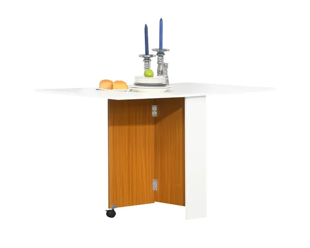HOMCOM Masa de Pranz Pliabila cu Roti, Mobilier Bucatarie Spatiu-Eficient, Alb, 120x80x73 cm | Aosom Romania