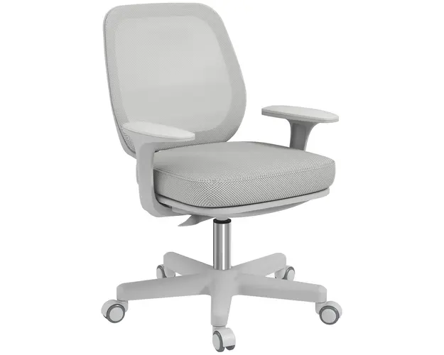 Vinsetto Scaun de Birou Rabatabil cu Inaltime Reglabila, Scaun Ergonomic si Tesatura Respirabila cu 5 Roti 55x48x82.5-94.5 cm, Gri