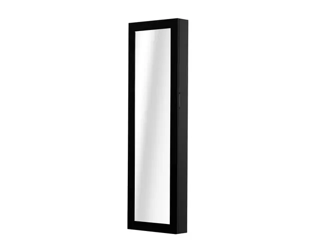 HOMCOM Dulap pentru Bijuterii cu Oglinda, Montare pe Perete, din Lemn MDF, Negru, 37x9.5x121 cm | Aosom Romania
