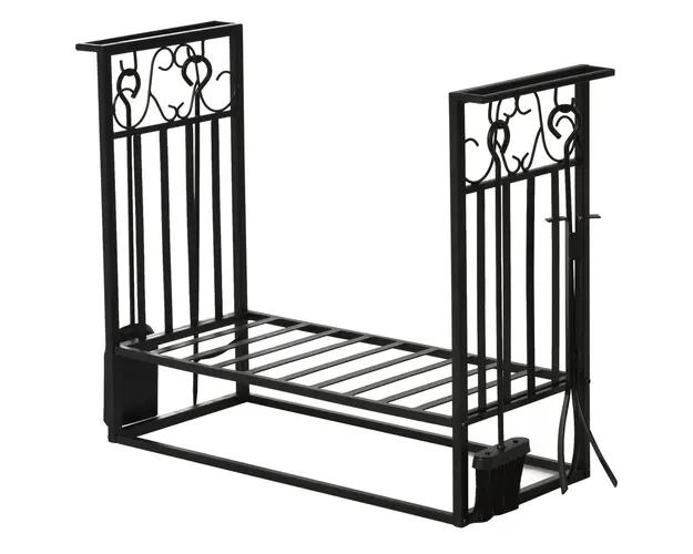 HOMCOM Suport lemne 4 scule din otel Max. 100kg negru | Aosom Romania