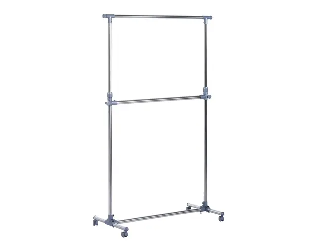 HOMCOM Cuier pentru haine cu inaltime si extensie reglabile, 165 x 48 x 180 cm, Inox / ABS, Argintiu / Gri | Aosom Romania