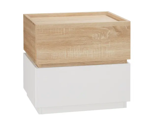 HOMCOM Noptiera cu 2 Sertare, Design Modern Stivuibil, pentru Sufragerie/Salon, 50x40x47.5cm, Alb/Lemn | Aosom Romania
