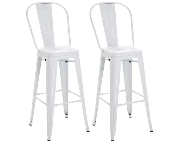 HOMCOM Set 2 Taburete de Bucatarie cu Spatar Detasabil si Reazem pentru Picioare, 44x49x116 cm, Rosu | Aosom Romania