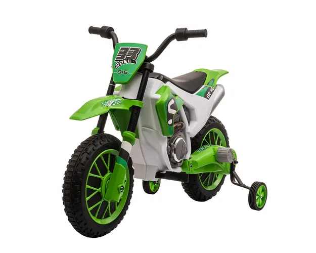 Motocicleta de Cros Electrica HOMCOM pentru Copii de 3-5 ani, Baterie 12V Reincarcabila 106,5x51,5x68cm, Verde | Aosom Romania
