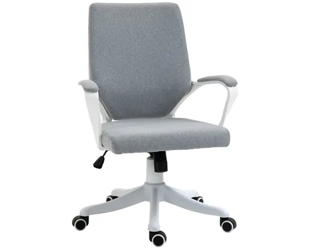 Scaun de Birou Ergonomic, Inaltime Reglabila si Functie de Balansare, Fotoliu Pivotant cu Roti, 62x69x92-102cm, Gri Alb Vinsetto | Aosom Romania