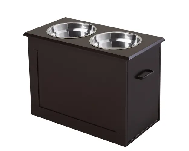 PawHut Set Boluri pentru Animalute, Hranitor Dublu, Design Ergonomic, Alb si Gri | Aosom Romania