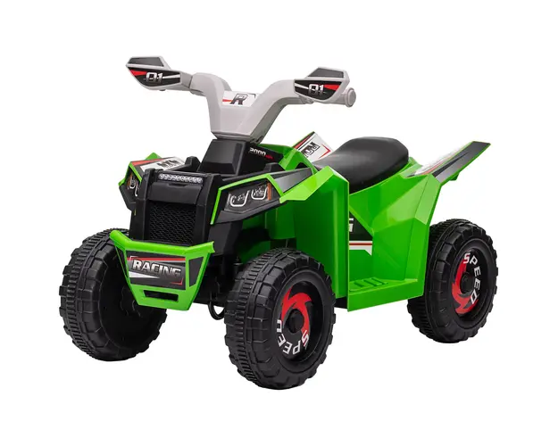 HOMCOM Quad pentru Copii 18-36 Luni din PP si Metal cu Roti Rezistente, Viteza Max 2.5 km/h, Design Aventurier, Verde Gri si Negru | Aosom Romania