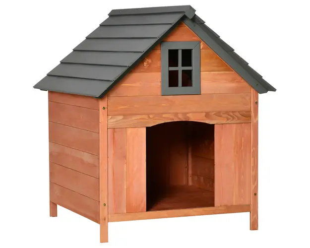 PawHut Cusca Inaltata din Lemn pentru Caini pana la 30kg, Design Ergonomic, 81.3x91.5x98.5 cm | Aosom Romania