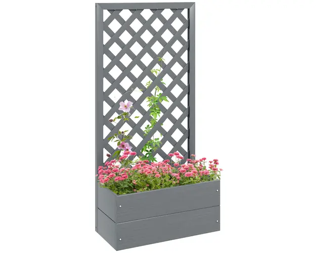 Suport de gradini ridicat cu spalier Outsunny, ghiveci | Aosom Romania