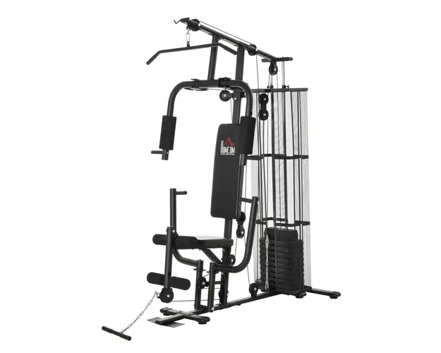 HOMCOM Statie de Fitness Multifunctionala, Antrenament Acasa si Profesional, Otel, 150x110x210 cm, Negru | Aosom Romania