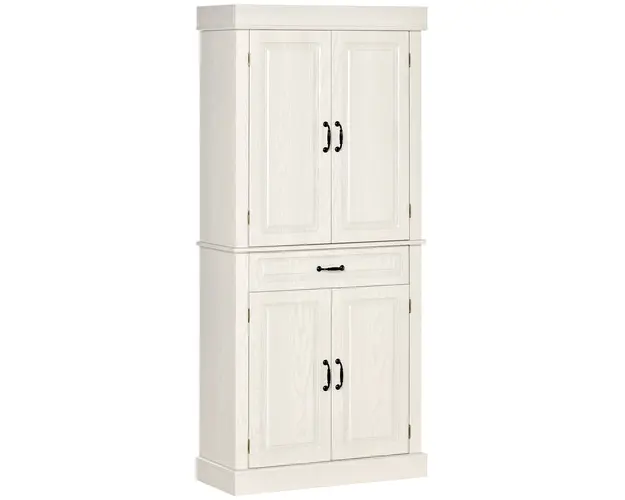 Bufet de bucatarie HOMCOM cu 2 dulapuri cu 2 usi si sertar, din lemn 80x35x180cm alb | Aosom RO