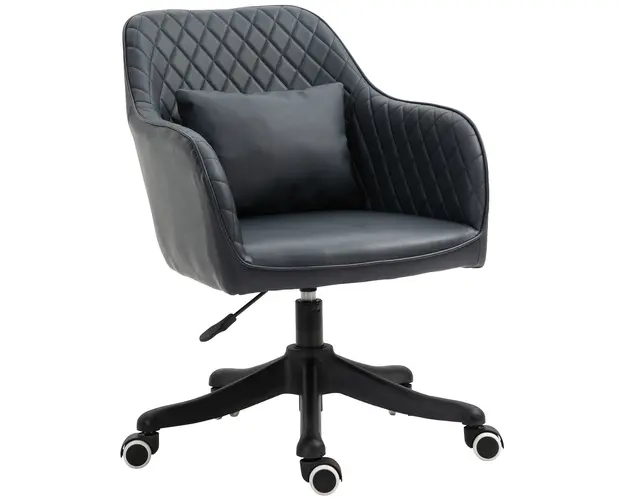 Vinsetto Fotoliu Rotativ Elegant cu Perna Detasabila, Design Rombic, Masaj si Rotire 360, 55x65x79-89cm, Negru | Aosom Romania