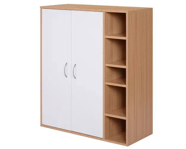 Dulapior de Perete cu 2 Usi Basculante Rafturi Reglabile Dormitor si Hol Lemn 80x32x90,5cm HOMCOM | Aosom Romania