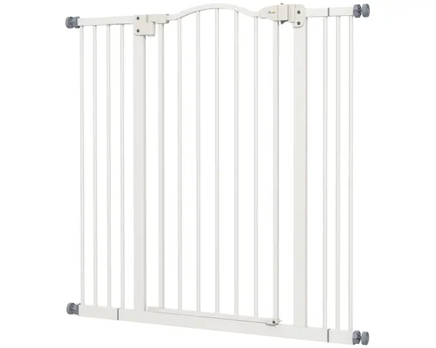 PawHut Poarta Extensibila pentru Caini fara Suruburi, Poarta de Siguranta Reglabila, 94-100x94 cm, Alb | Aosom Romania