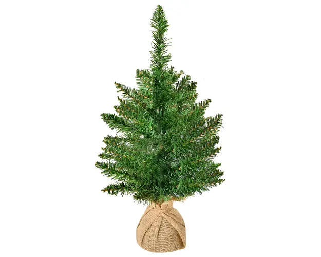 Mini Brad de Craciun Artificial 45cm, brad verde cu 50 Ramuri, baza din iuta, decoratiune de Craciun PVC HOMCOM | Aosom RO