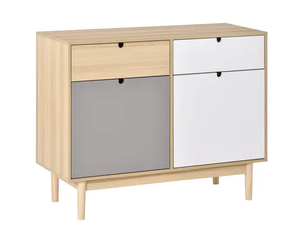 HOMCOM Mobilier Multifunctional Stil Nordic, Dulapior Doua Usi cu Sertare pentru Bucatarie si Hol, 100x40x79.5cm, Multicolor