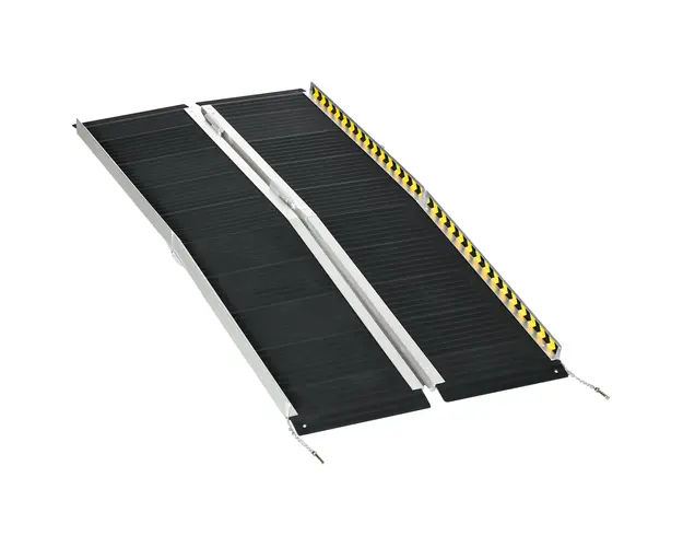 HOMCOM Rampa pentru Scaun cu Rotile, Rampa de Prag Pliabila din Aluminiu cu Suprafata Antiderapanta, 152x73,6x5,1 cm, Negru | Aosom Romania