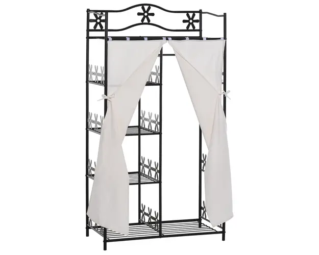 HOMCOM Dulap pentru Haine din Fier Stil Industrial, Spatiu de Depozitare Generos, 84x42x159cm, Negru | Aosom Romania