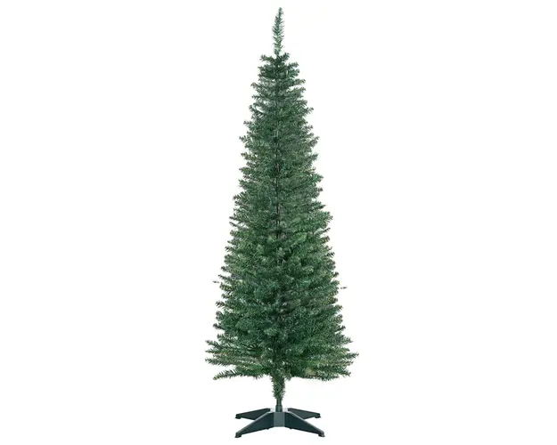 HOMCOM Brad Artificial de Craciun cu Crengi Realiste, Brad Inalt si Ingust cu Baza din Plastic, Ø46x150 cm, Verde | Aosom Romania