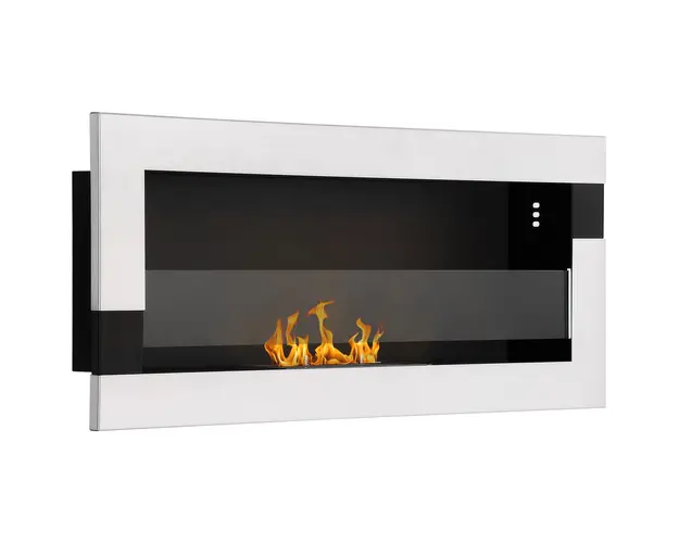 HOMCOM Semineu cu bioetanol soba cu bietanol pe perete aparat de incalzire din otel inoxidabil, 90x16x40cm, argintiu | AOSOM RO