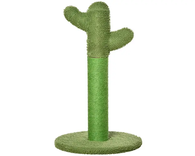 PawHut Arbore de Zgariat pentru Pisici, Design Cactus cu Sisal, Ideal pentru Pisici Adulte si Pui, 40x40x65cm, Verde | Aosom Romania