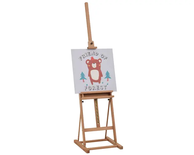 Vinsetto Sevalet Pictura Mare din Lemn de Fag, Sevalet pentru Desen Reglabil cu Compartiment Depozitare, 53x50.5x171-230cm | Aosom Romania
