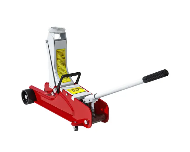 HOMCOM Cric Hidraulic cu Profil Jos, Cric Auto din Otel Ranforsat cu Capacitate de 2,5 Tone, 56x20x8-38 cm, Rosu | Aosom Romania