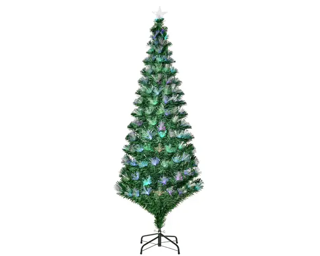Brad artificial de Craciun, cu fibra optica, brad de sarbatori cu inaltimea 180 cm, decoratiune de craciun HOMCOM | Aosom Romania