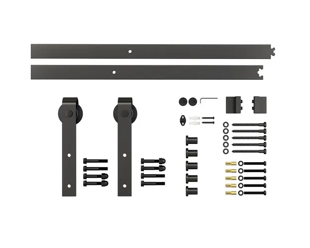 HOMCOM kit montat usi glisante, 200x4x0.6cm, negru | Aosom Romania