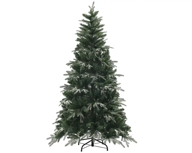 HOMCOM Brad de Craciun Artificial cu Fulgi de Zapada din Cristal si 850 Ramuri Ignifuge, Ø110x180 cm, Verde | Aosom Romania